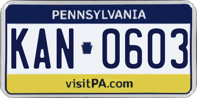 PA license plate KAN0603