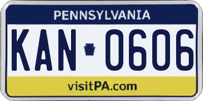 PA license plate KAN0606