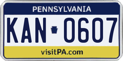 PA license plate KAN0607