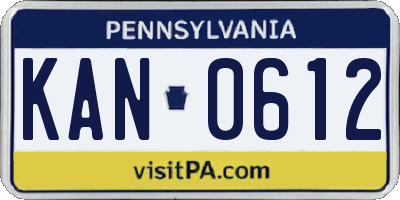 PA license plate KAN0612