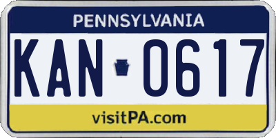 PA license plate KAN0617