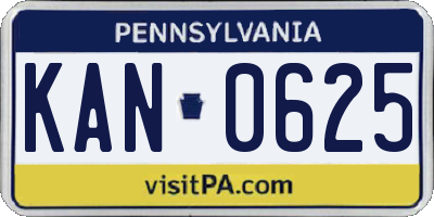 PA license plate KAN0625