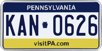 PA license plate KAN0626