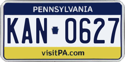 PA license plate KAN0627