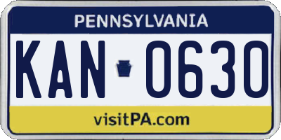 PA license plate KAN0630