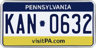 PA license plate KAN0632