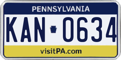 PA license plate KAN0634