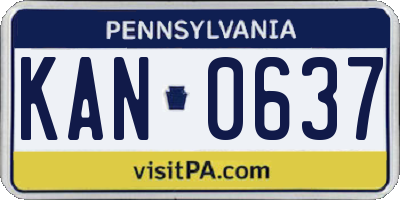 PA license plate KAN0637