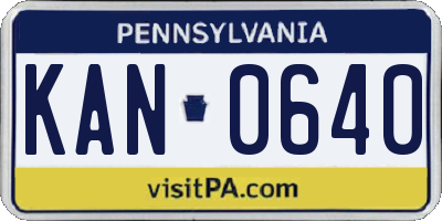 PA license plate KAN0640