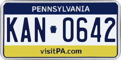PA license plate KAN0642