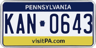 PA license plate KAN0643