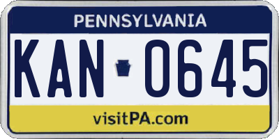 PA license plate KAN0645