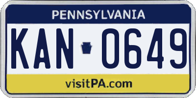 PA license plate KAN0649