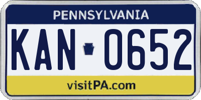 PA license plate KAN0652