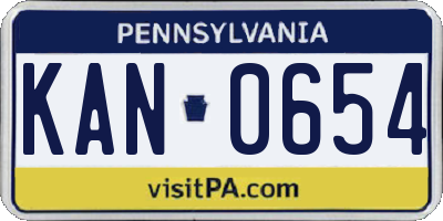 PA license plate KAN0654