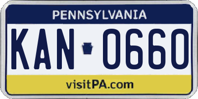 PA license plate KAN0660