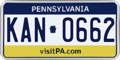 PA license plate KAN0662