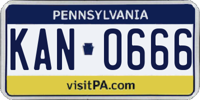 PA license plate KAN0666
