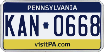 PA license plate KAN0668