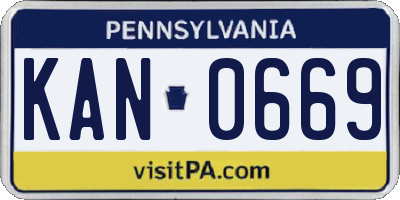 PA license plate KAN0669