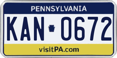 PA license plate KAN0672