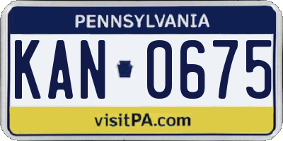 PA license plate KAN0675