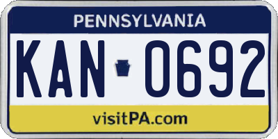 PA license plate KAN0692