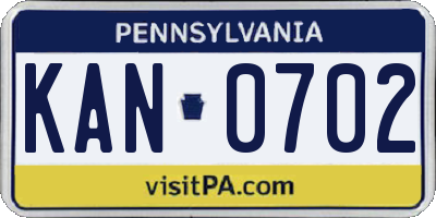 PA license plate KAN0702
