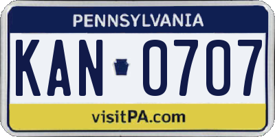 PA license plate KAN0707
