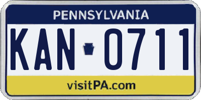 PA license plate KAN0711