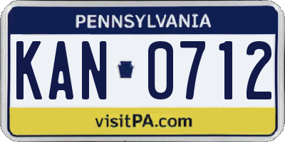 PA license plate KAN0712