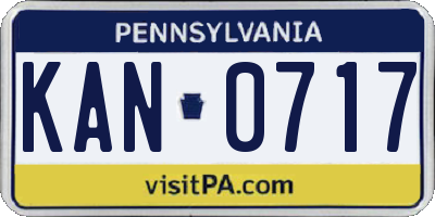 PA license plate KAN0717