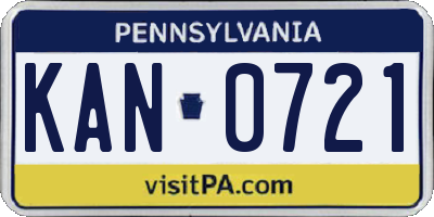 PA license plate KAN0721