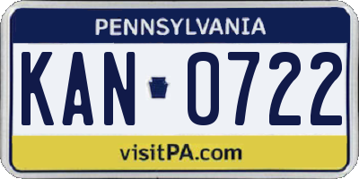 PA license plate KAN0722