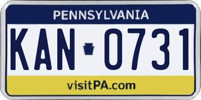 PA license plate KAN0731