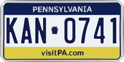 PA license plate KAN0741