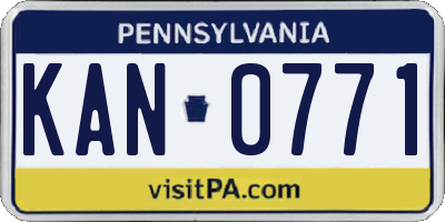 PA license plate KAN0771
