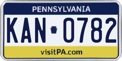 PA license plate KAN0782