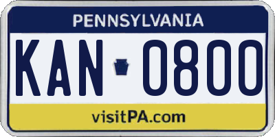 PA license plate KAN0800