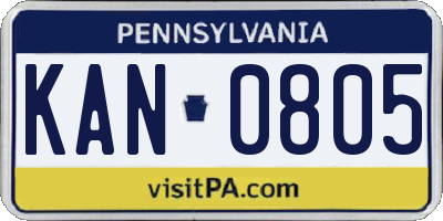 PA license plate KAN0805