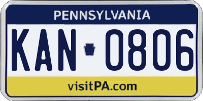 PA license plate KAN0806