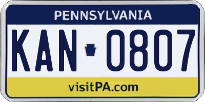 PA license plate KAN0807