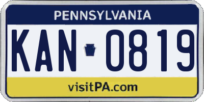 PA license plate KAN0819