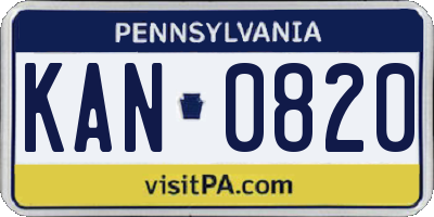 PA license plate KAN0820
