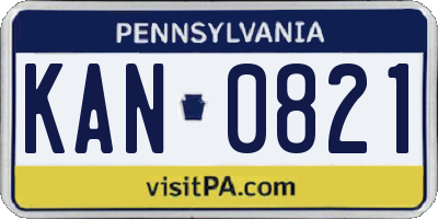 PA license plate KAN0821