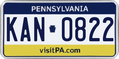 PA license plate KAN0822
