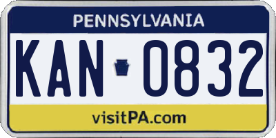 PA license plate KAN0832
