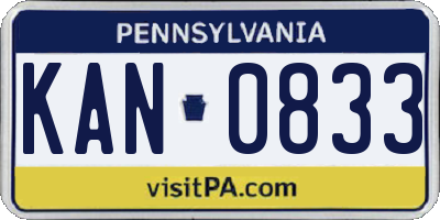 PA license plate KAN0833