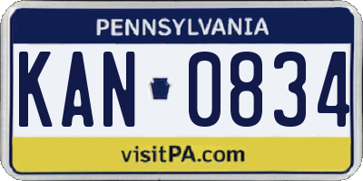 PA license plate KAN0834