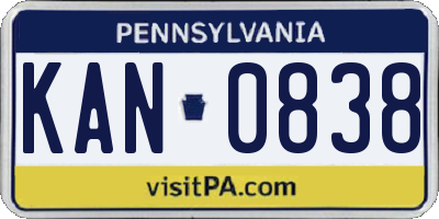 PA license plate KAN0838